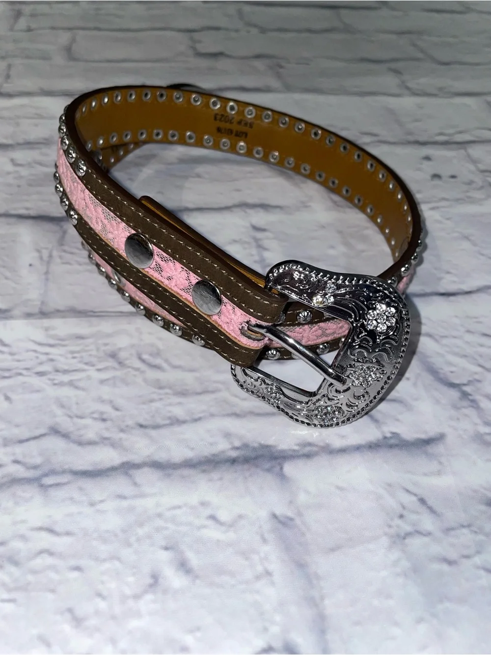 Ariat Girls Western Belt with Pink Lace Size 24